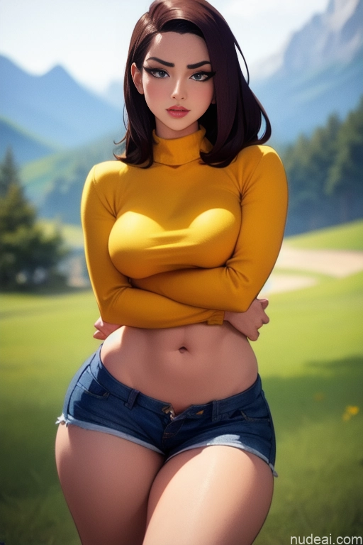related ai porn images free for Back View Detailed Model Beautiful Tall Perfect Body 18 Serious Brunette Long Hair Dutch Mountains Short Shorts Sweater