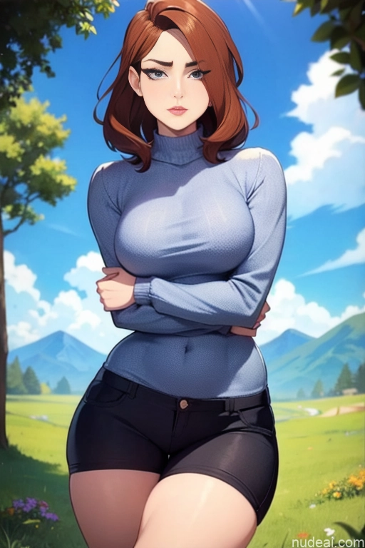 related ai porn images free for Back View Detailed Model Beautiful Tall Perfect Body 18 Serious Brunette Long Hair Dutch Mountains Short Shorts Sweater