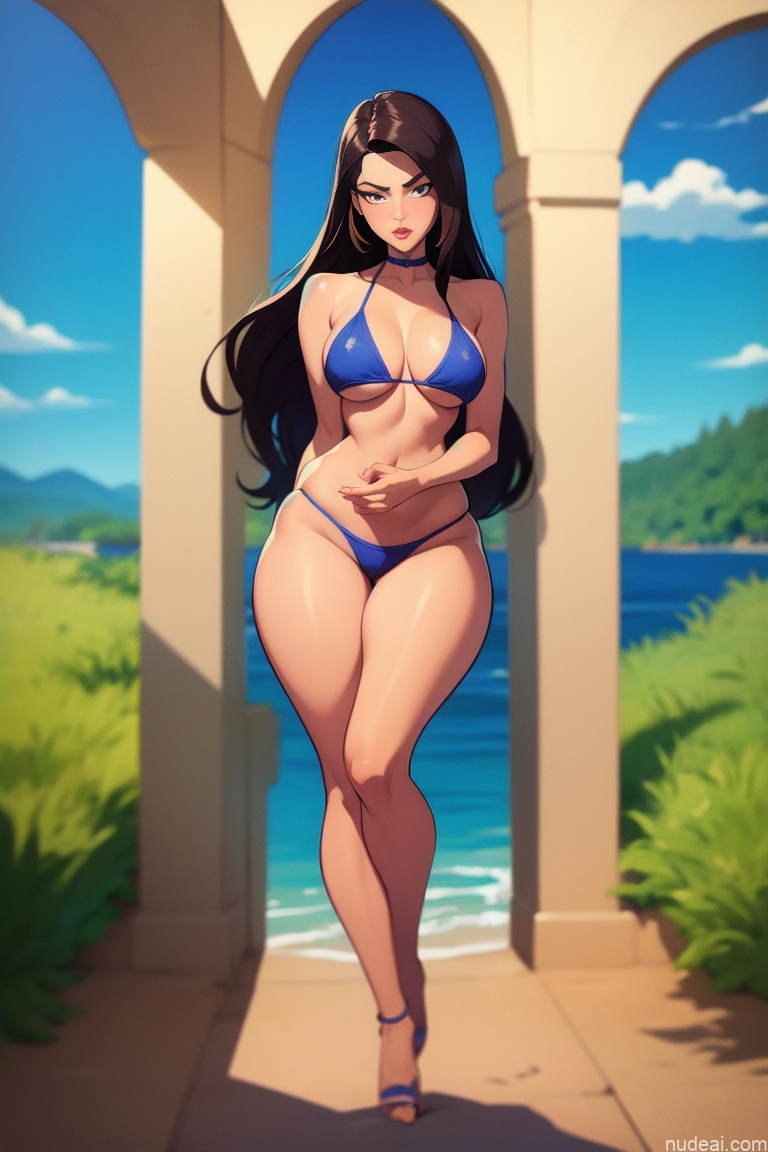 related ai porn images free for Woman Beautiful Tall Perfect Body 20s Serious Brunette Long Hair Dutch Lake Bikini Thong