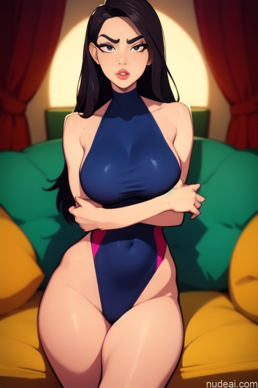 related ai porn images free for Beautiful Woman Tall Perfect Body 20s Serious Brunette Long Hair Dutch Couch One Piece Swimsuit