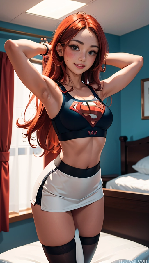 related ai porn images free for Busty Pubic Hair Long Hair Tanned Skin Bedroom Superhero Thigh Socks Jewelry Mini Skirt T-pose Happy Ginger Sports Bra