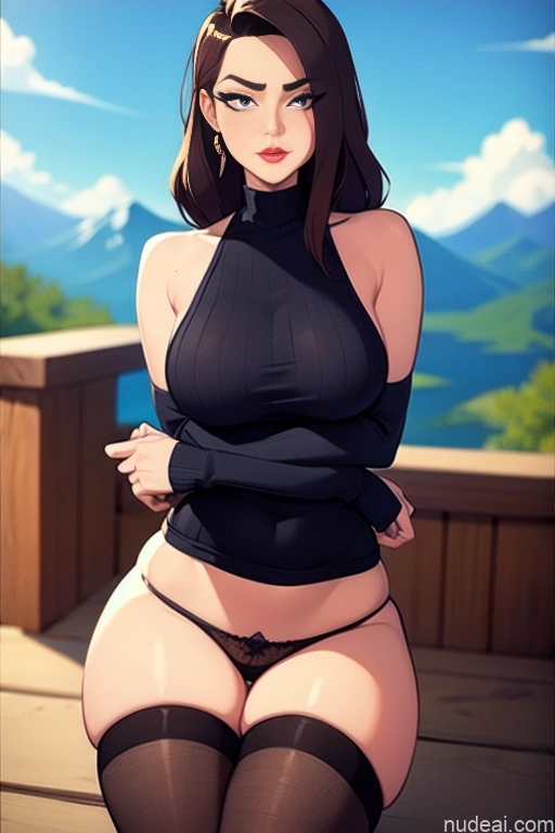 related ai porn images free for Model Beautiful Tall Perfect Body Long Hair 18 Serious Brunette Dutch Mountains Sweater Panties High Socks High Heels