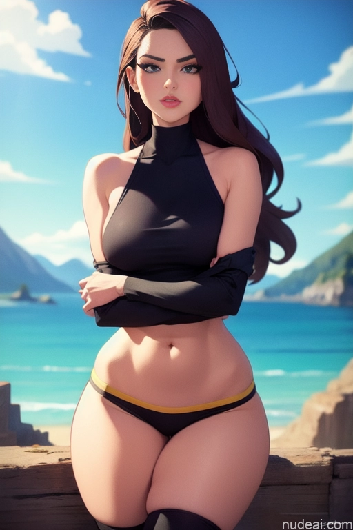 related ai porn images free for Model Beautiful Tall Perfect Body Long Hair 20s Serious Brunette Dutch Mountains Back View High Socks Short Shorts Sweater Detailed