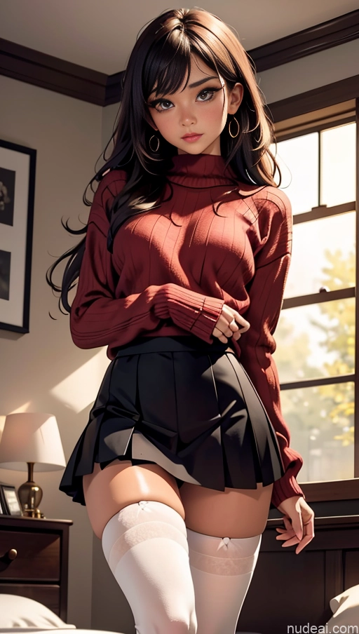 related ai porn images free for Pubic Hair Tanned Skin Shocked Bedroom Sweater Thigh Socks Jewelry Long Hair Brunette Busty Micro Skirt