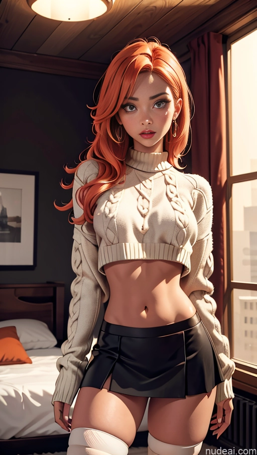related ai porn images free for Busty Pubic Hair Long Hair Tanned Skin Shocked Ginger Bedroom Crop Top Sweater Thigh Socks Jewelry Micro Skirt