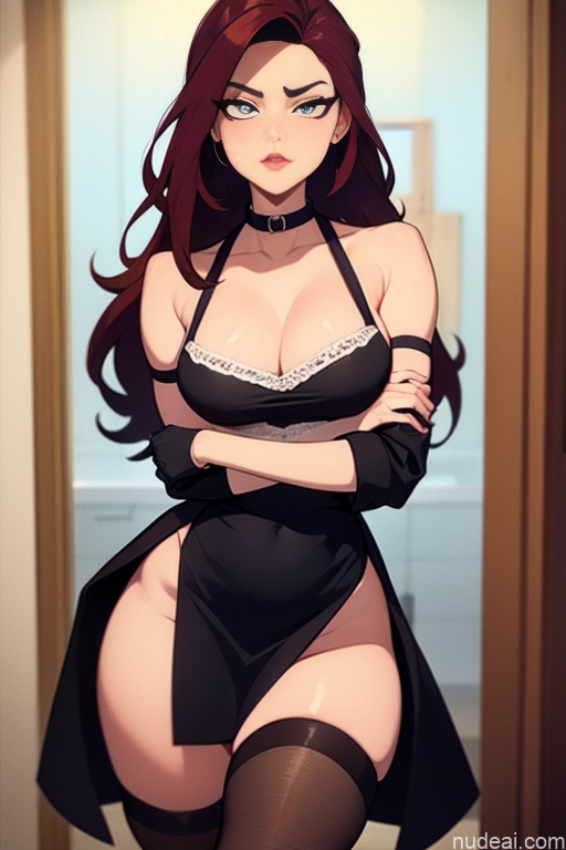 related ai porn images free for Model Beautiful Tall Perfect Body 18 Serious Ginger Long Hair Dutch Kitchen Choker Micro Skirt Waitress Maid