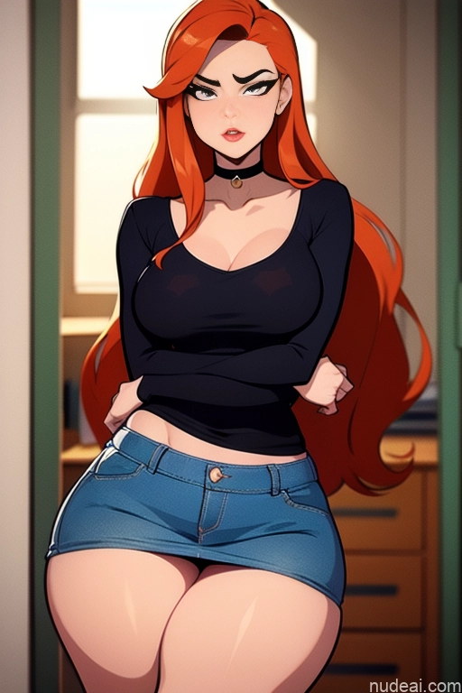 related ai porn images free for Woman Beautiful Tall Perfect Body 20s Serious Ginger Long Hair Dutch Locker Room High Socks Mini Skirt Choker Blouse