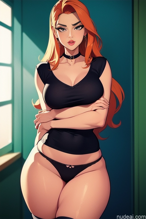 related ai porn images free for Woman Beautiful Tall Perfect Body 20s Serious Ginger Long Hair Dutch Locker Room High Socks Choker Blouse Panties