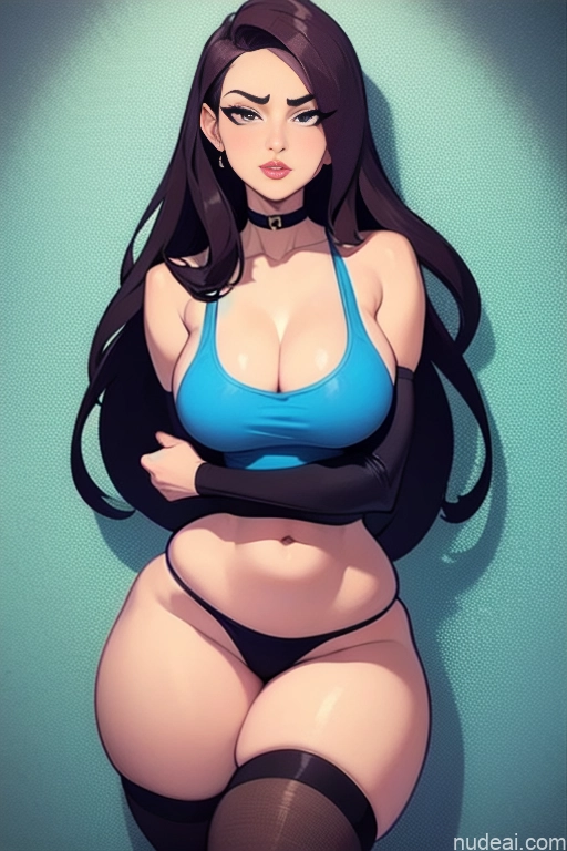 related ai porn images free for Woman Beautiful Tall Perfect Body 20s Serious Ginger Long Hair Dutch High Socks Choker Panties Tank Top Gym