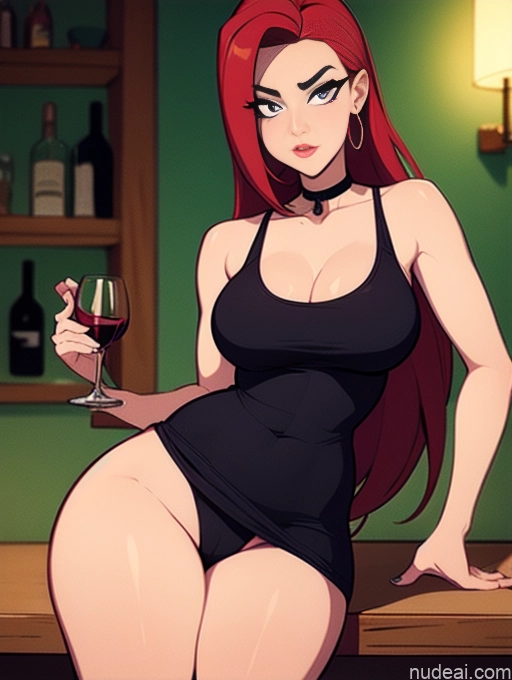 related ai porn images free for Woman Beautiful Tall Perfect Body 20s Serious Ginger Long Hair Dutch Choker Tank Top Panties Wine Bar
