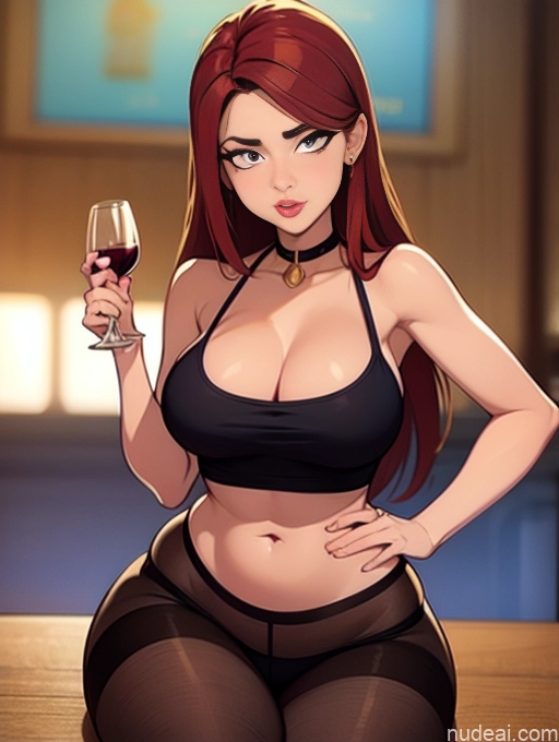 related ai porn images free for Woman Beautiful Tall Perfect Body 20s Serious Ginger Long Hair Dutch Choker Tank Top Panties Wine Bar Gold Jewelry