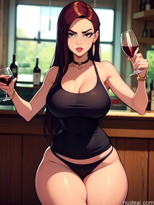 related ai porn images free for Woman Beautiful Tall Perfect Body 20s Serious Ginger Long Hair Dutch Choker Tank Top Panties Wine Bar Gold Jewelry