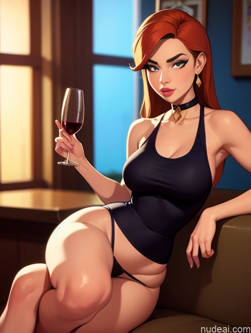 related ai porn images free for Woman Beautiful Tall Perfect Body 20s Serious Ginger Long Hair Dutch Choker Tank Top Panties Wine Bar Gold Jewelry