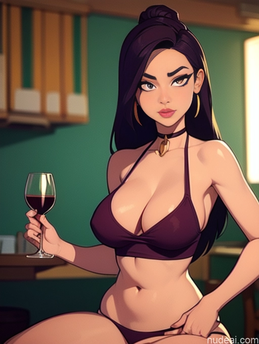 related ai porn images free for Woman Beautiful Tall Perfect Body 20s Serious Ginger Long Hair Dutch Choker Tank Top Panties Wine Bar Gold Jewelry