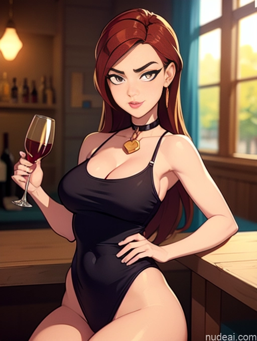 related ai porn images free for Woman Beautiful Tall Perfect Body 20s Serious Ginger Long Hair Dutch Choker Tank Top Panties Wine Bar Gold Jewelry
