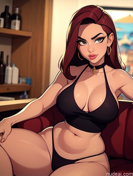 related ai porn images free for Woman Beautiful Tall Perfect Body 20s Serious Ginger Long Hair Dutch Choker Tank Top Panties Wine Bar Gold Jewelry