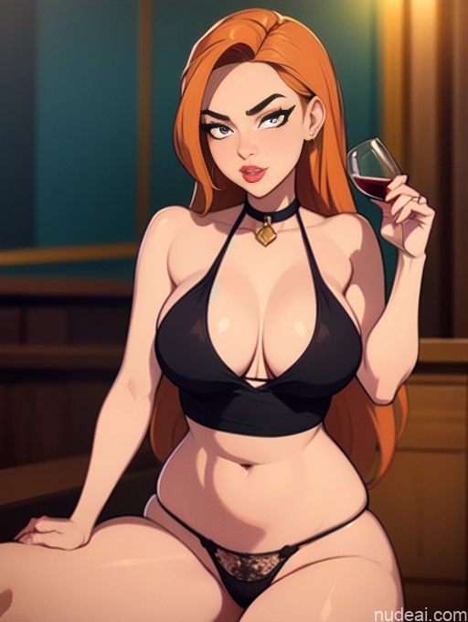 related ai porn images free for Woman Beautiful Tall Perfect Body 20s Serious Ginger Long Hair Dutch Choker Tank Top Panties Wine Bar Gold Jewelry