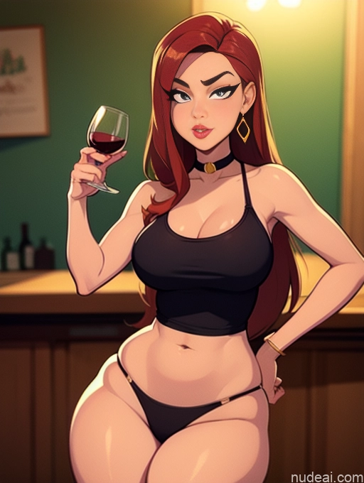 related ai porn images free for Woman Beautiful Tall Perfect Body 20s Serious Ginger Long Hair Dutch Choker Tank Top Panties Wine Bar Gold Jewelry