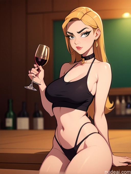 related ai porn images free for Woman Beautiful Tall Perfect Body 20s Serious Ginger Long Hair Dutch Choker Tank Top Panties Wine Bar Gold Jewelry
