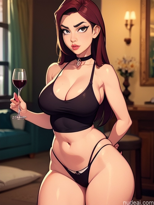related ai porn images free for Woman Beautiful Tall Perfect Body Long Hair 20s Serious Ginger Dutch Choker Wine Panties Tank Top Bedroom