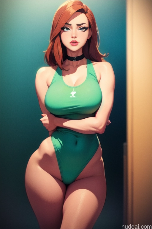 related ai porn images free for Woman Beautiful Tall Perfect Body Long Hair 20s Serious Ginger Dutch Choker Panties Tank Top Gym