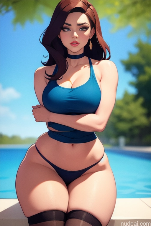 related ai porn images free for Woman Beautiful Tall Perfect Body Long Hair 20s Serious Ginger Dutch Choker Panties Tank Top Pool