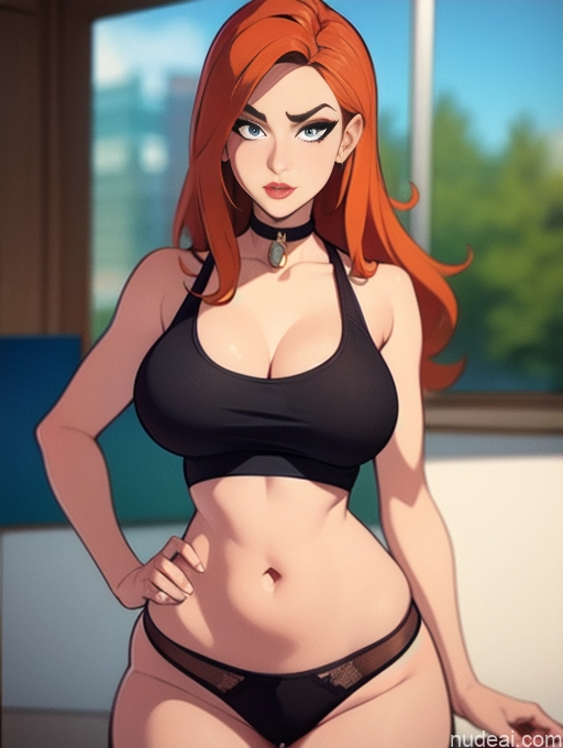 related ai porn images free for Woman Beautiful Tall Perfect Body Long Hair 20s Serious Ginger Dutch Choker Panties Tank Top Office