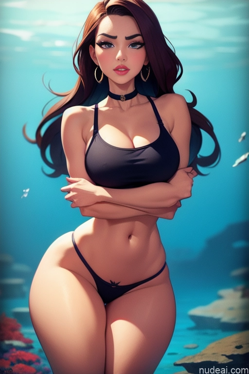 related ai porn images free for Woman Beautiful Tall Perfect Body Long Hair 20s Serious Ginger Dutch Choker Panties Tank Top Underwater