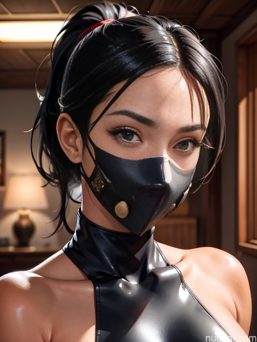 related ai porn images free for Busty Pubic Hair Tanned Skin Oiled Body Bedroom Black Hair Ponytail Lipstick Ninja Leather Face Mask Happy