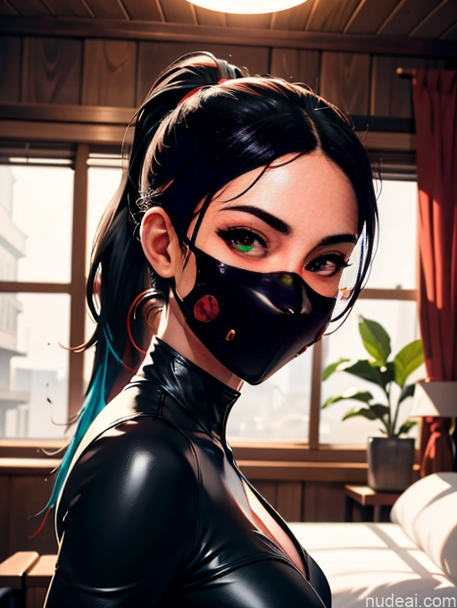 related ai porn images free for Busty Pubic Hair Tanned Skin Oiled Body Bedroom Black Hair Ponytail Lipstick Ninja Leather Face Mask Happy