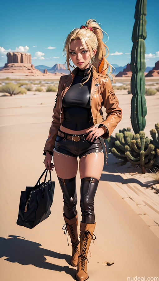 related ai porn images free for Tanned Skin Blonde Ponytail Busty Western Desert Boots Jacket Leather Shocked