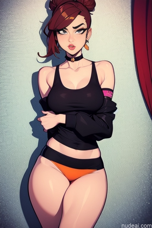 related ai porn images free for Model Beautiful Skinny Tall Perfect Body 20s Serious Seductive Sexy Face Dutch Office Choker Mini Skirt Tank Top High Socks Ginger Hair Bun
