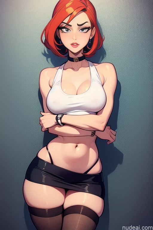 related ai porn images free for Model Beautiful Skinny Tall Perfect Body 20s Serious Seductive Sexy Face Dutch Office Choker Mini Skirt Tank Top High Socks Ginger Hair Bun