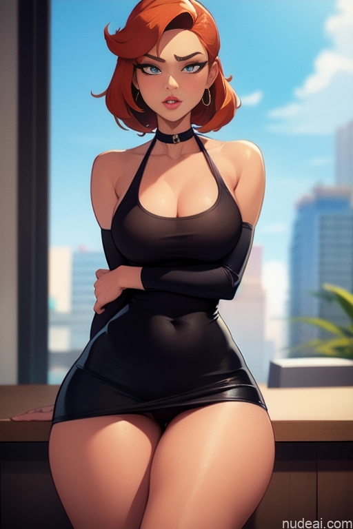 related ai porn images free for Model Beautiful Skinny Tall Perfect Body 20s Serious Seductive Sexy Face Dutch Office Choker Mini Skirt Tank Top High Socks Ginger Hair Bun