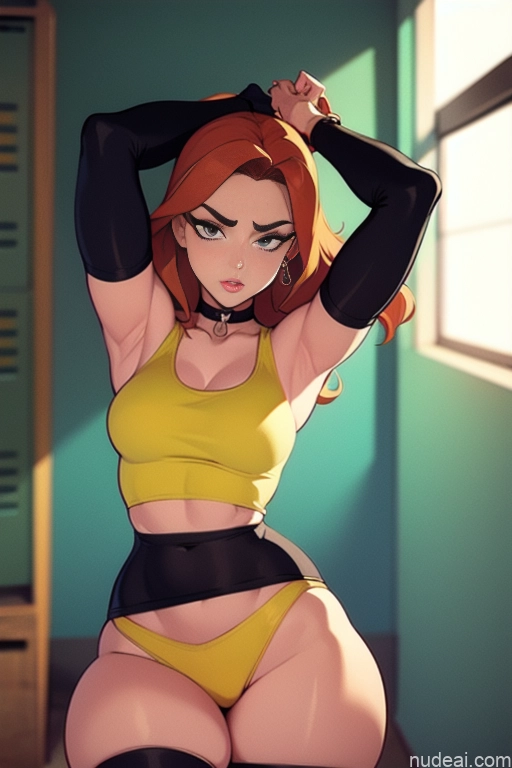 related ai porn images free for Model Beautiful Tall Perfect Body 20s Serious Ginger Long Hair Dutch Locker Room Choker Tank Top Mini Skirt High Socks