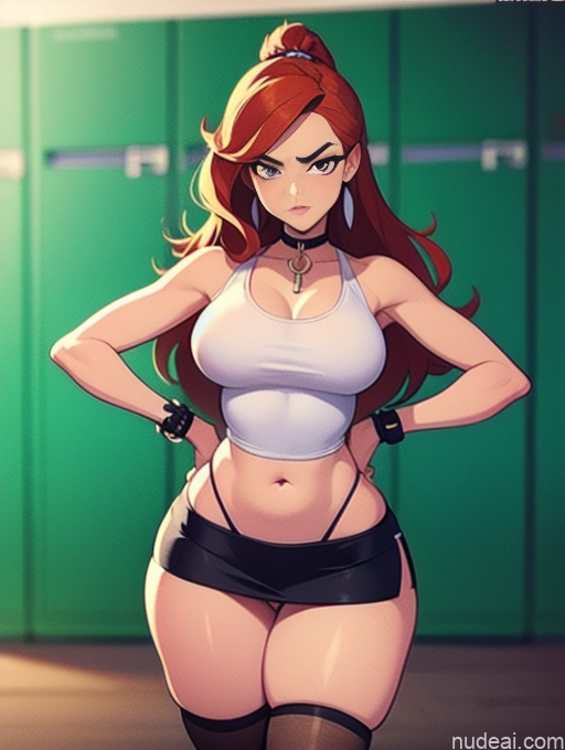 related ai porn images free for Model Beautiful Tall Perfect Body 20s Serious Ginger Long Hair Dutch Locker Room Choker Tank Top Mini Skirt High Socks