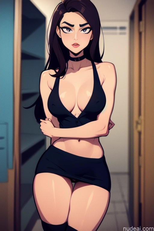 related ai porn images free for Model Beautiful Tall Perfect Body 20s Serious Ginger Long Hair Dutch Locker Room Choker Tank Top Mini Skirt High Socks
