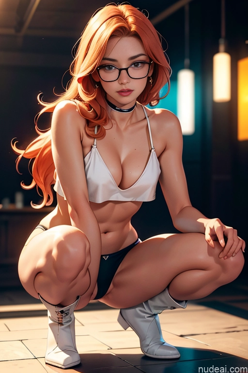 related ai porn images free for One Beautiful Perfect Body 18 Sexy Face White Underwear Crop Top Ginger High Socks Cleavage Partially Nude Boots Squatting Club Soft + Warm Glasses
