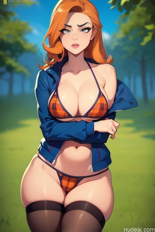 related ai porn images free for Front View Woman Beautiful Tall Perfect Body 20s Serious Brunette Long Hair Dutch Meadow Halloween Lumberjack Microkini Parka Thong