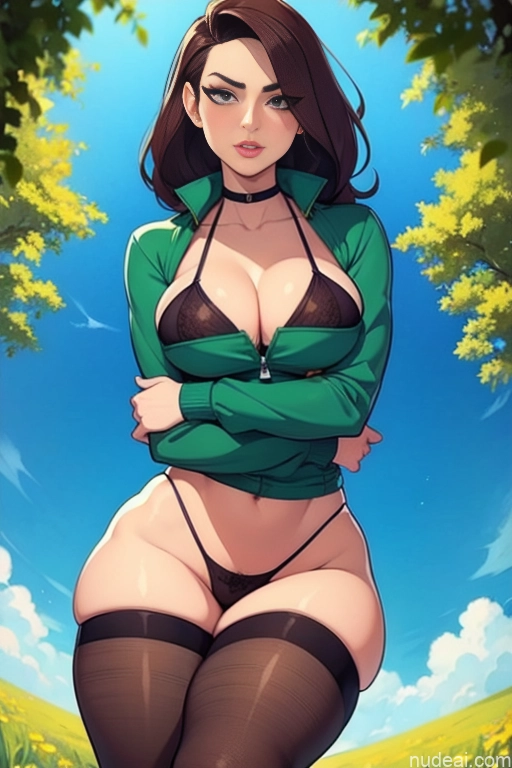 related ai porn images free for Front View Woman Beautiful Tall Perfect Body 20s Serious Brunette Long Hair Dutch Meadow Thong Bikini Lumberjack Thigh Socks Parka