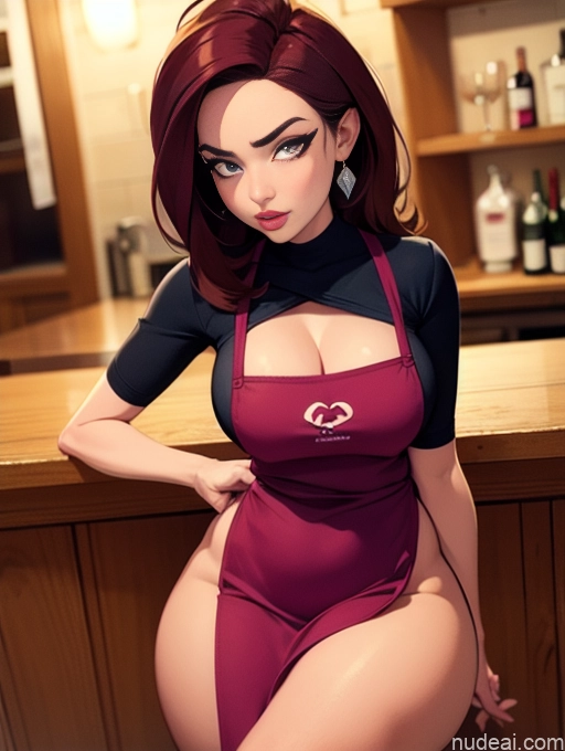 related ai porn images free for Woman Beautiful Tall Perfect Body Long Hair 20s Serious Seductive Ginger Dutch Bar Apron Wine