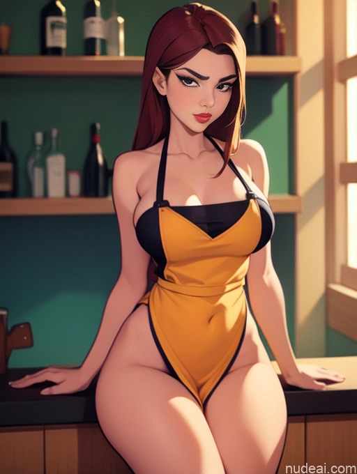 related ai porn images free for Woman Beautiful Tall Perfect Body Long Hair 20s Serious Seductive Ginger Dutch Bar Apron Wine