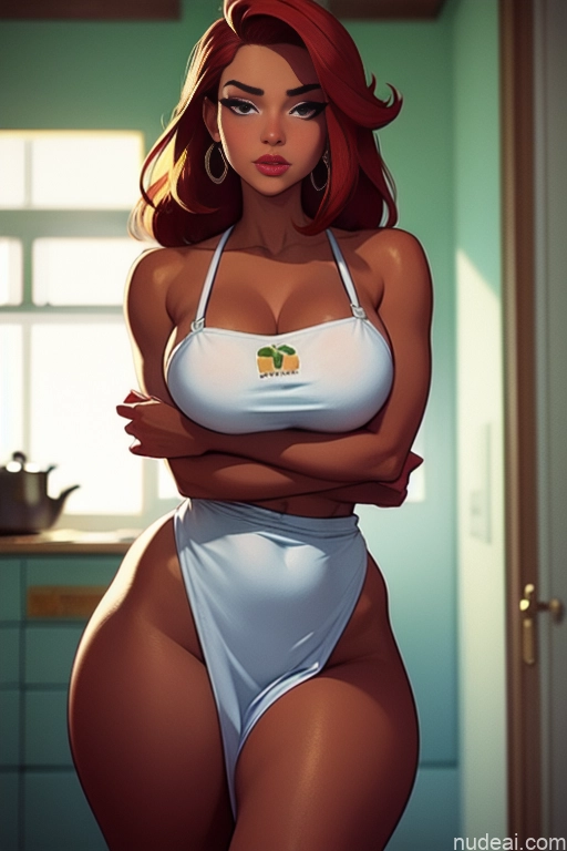 related ai porn images free for Woman Beautiful Tall Perfect Body 20s Serious Sexy Face Ginger Long Hair Dutch Apron Kitchen