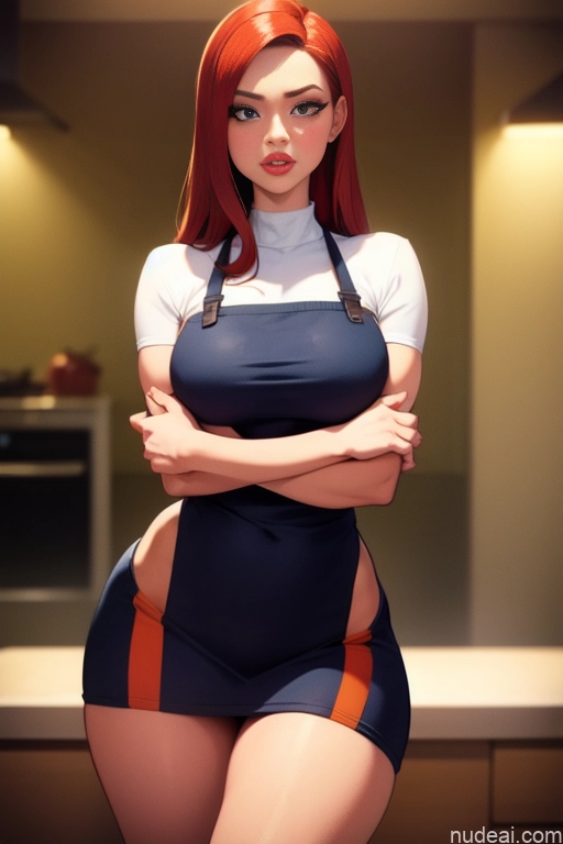 related ai porn images free for Woman Beautiful Tall Perfect Body 20s Serious Sexy Face Ginger Long Hair Dutch Apron Kitchen