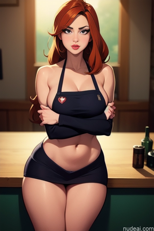 related ai porn images free for Woman Beautiful Tall Perfect Body Long Hair 20s Serious Seductive Ginger Dutch Bar Apron