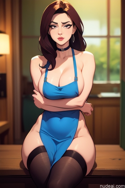 related ai porn images free for Woman Beautiful Tall Perfect Body Long Hair 20s Serious Seductive Ginger Dutch Bar Choker Apron