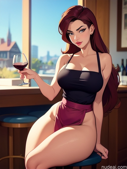 related ai porn images free for Woman Beautiful Tall Perfect Body Long Hair 20s Serious Seductive Ginger Dutch Bar Apron Waitress Wine