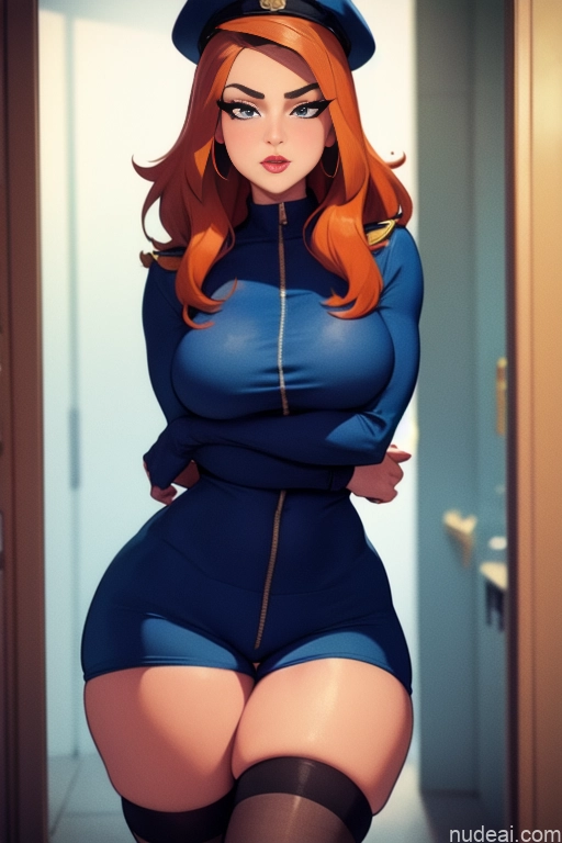 related ai porn images free for Close-up View Woman Beautiful Tall Perfect Body 20s Serious Ginger Long Hair Dutch Locker Room Military Police Firefighter Thigh Socks Short Shorts