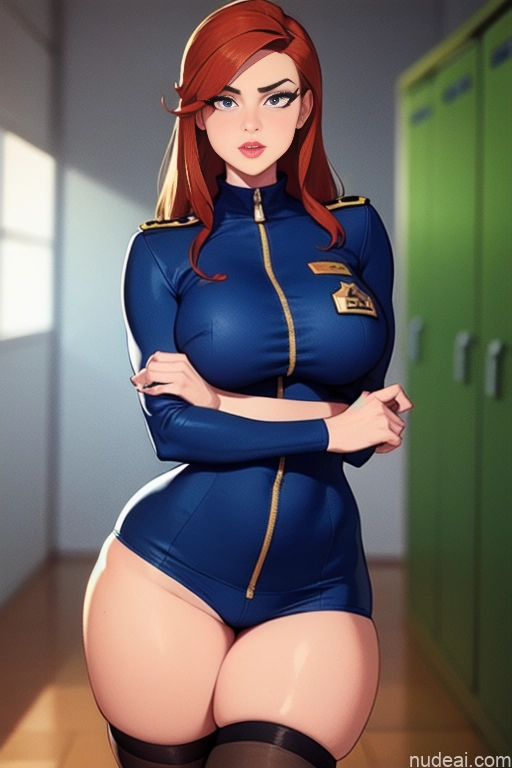 related ai porn images free for Close-up View Woman Beautiful Tall Perfect Body 20s Serious Ginger Long Hair Dutch Locker Room Military Police Firefighter Thigh Socks Short Shorts