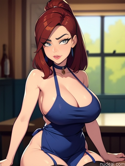 related ai porn images free for Woman Beautiful Tall Perfect Body Long Hair 20s Serious Seductive Ginger Dutch Bar Apron Choker Thigh Socks